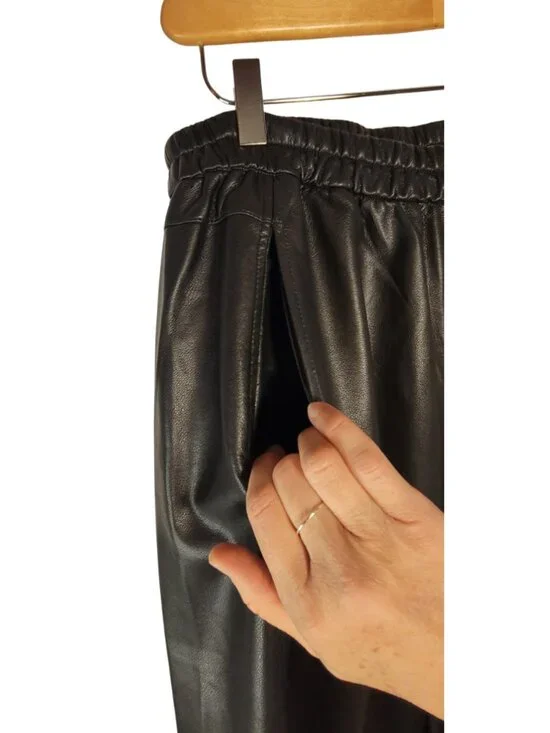 PILCRO Anthropologie Izzie Relaxed Pull-On BlackBarrel Pants Faux Leather Size M - Picture 5 of 13